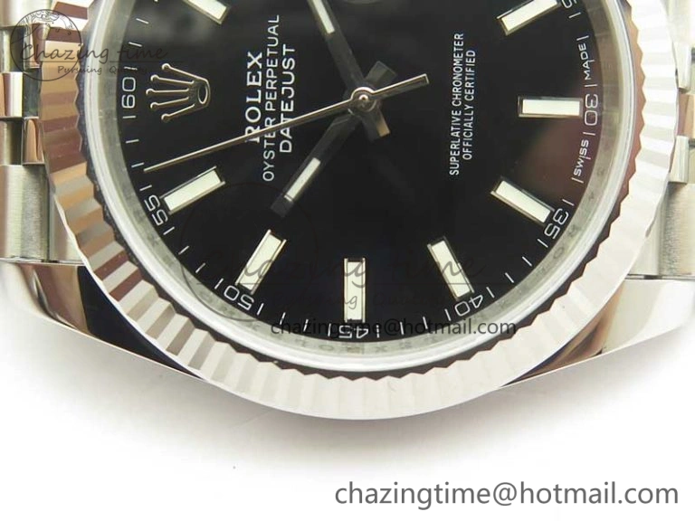 Unique DateJust 41 126334 SS REF 1:1 Best Edition Black Dial Stick Markers on Jubilee Bracelet A3235 Clone V 3383