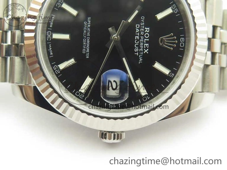 Unique DateJust 41 126334 SS REF 1:1 Best Edition Black Dial Stick Markers on Jubilee Bracelet A3235 Clone V 3383