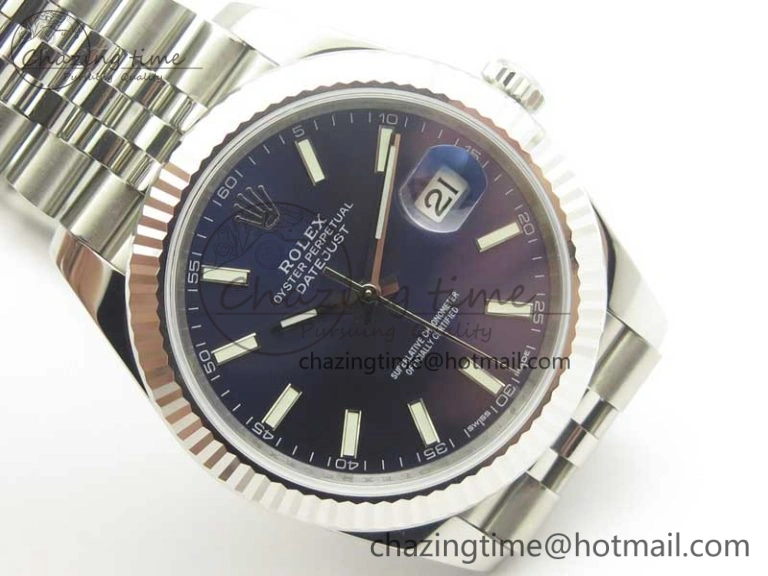 DateJust 41 126334 SS REF 1:1 Best Edition Blue Dial Stick Markers on Jubilee Bracelet A3235 Clone V Sustainable 3381