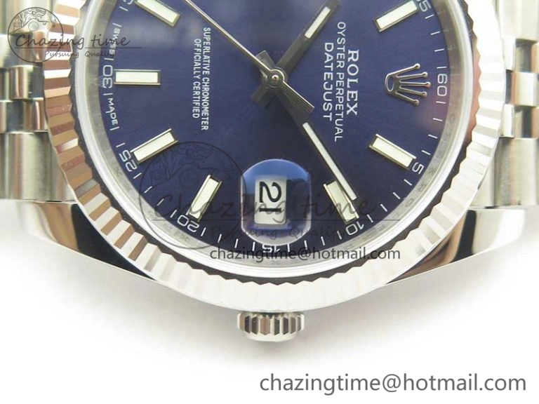 DateJust 41 126334 SS REF 1:1 Best Edition Blue Dial Stick Markers on Jubilee Bracelet A3235 Clone V Sustainable 3381