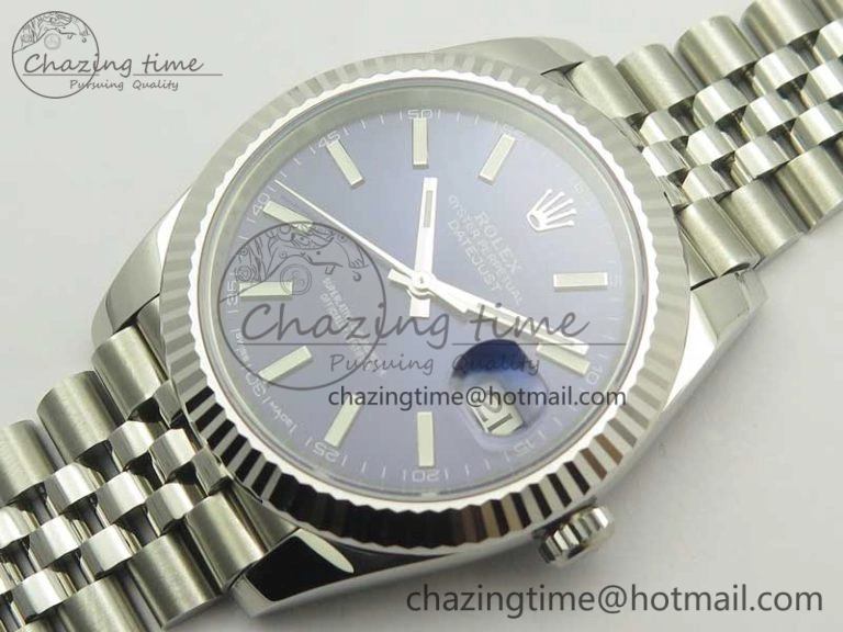 DateJust 41 126334 SS REF 1:1 Best Edition Blue Dial Stick Markers on Jubilee Bracelet A3235 Clone V Sustainable 3381