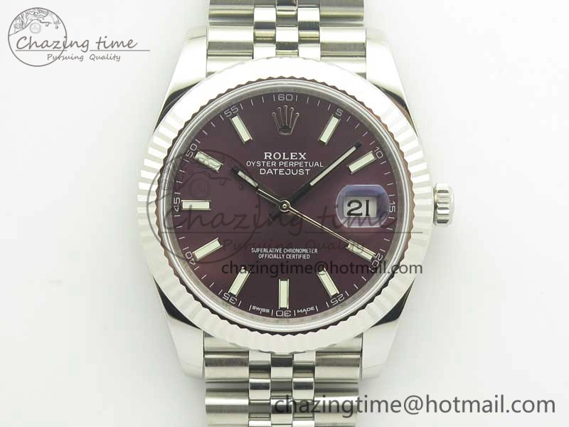 Chic DateJust 41 126334 SS REF 1:1 Best Edition Grape Dial Stick Markers on Jubilee Bracelet A3235 Clone V 3378