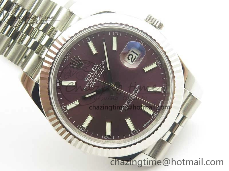 Chic DateJust 41 126334 SS REF 1:1 Best Edition Grape Dial Stick Markers on Jubilee Bracelet A3235 Clone V 3378