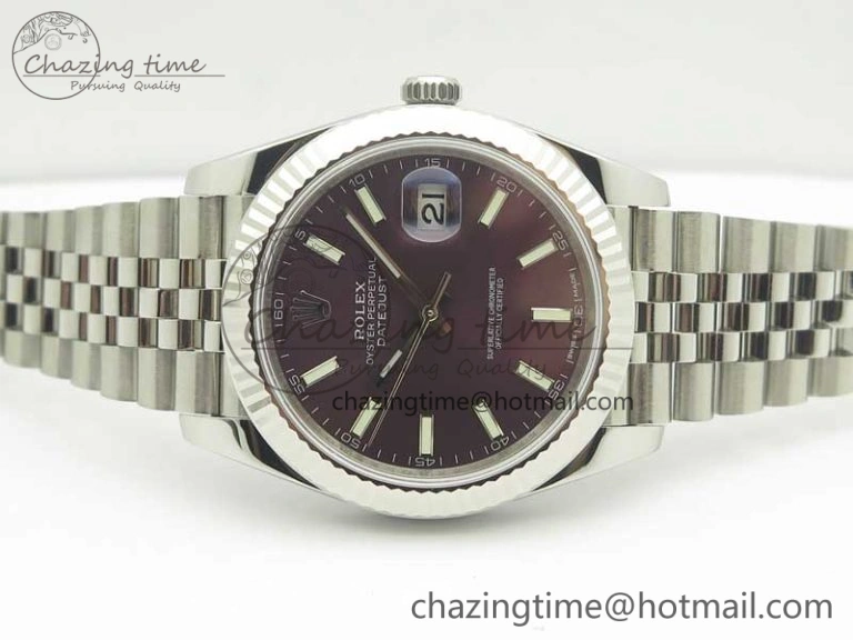 Chic DateJust 41 126334 SS REF 1:1 Best Edition Grape Dial Stick Markers on Jubilee Bracelet A3235 Clone V 3378