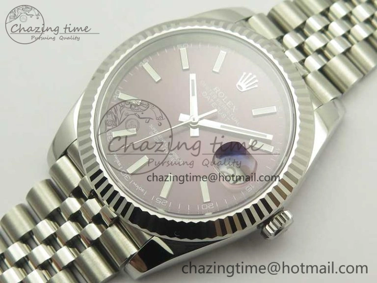 Chic DateJust 41 126334 SS REF 1:1 Best Edition Grape Dial Stick Markers on Jubilee Bracelet A3235 Clone V 3378