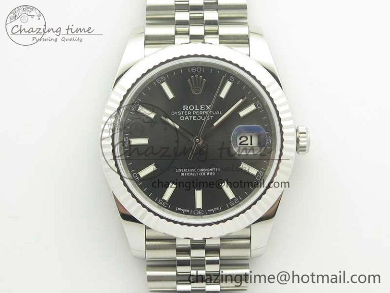 FreshLook DateJust 41 126334 SS REF 1:1 Best Edition Gray Dial Stick Markers on Jubilee Bracelet A3235 Clone V 3382