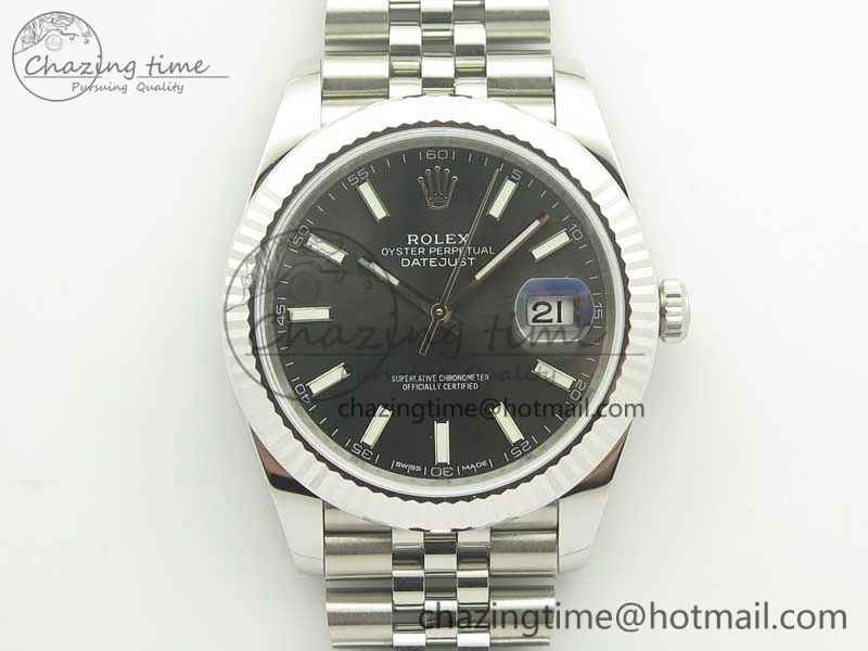 FreshLook DateJust 41 126334 SS REF 1:1 Best Edition Gray Dial Stick Markers on Jubilee Bracelet A3235 Clone V 3382