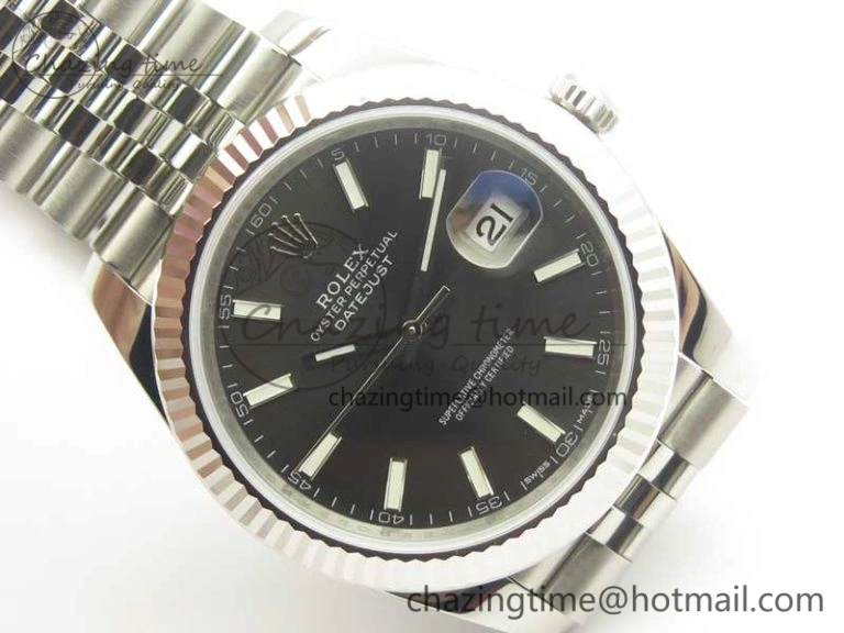 FreshLook DateJust 41 126334 SS REF 1:1 Best Edition Gray Dial Stick Markers on Jubilee Bracelet A3235 Clone V 3382