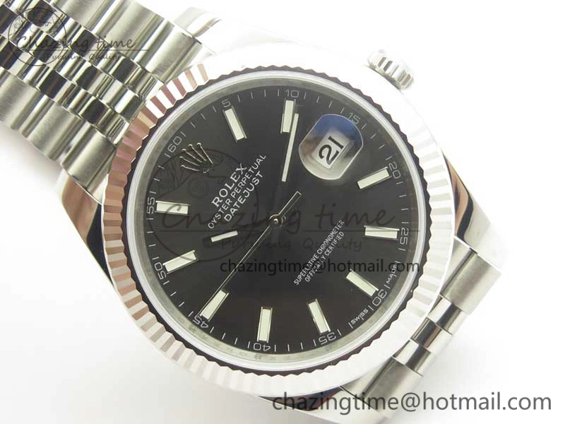 FreshLook DateJust 41 126334 SS REF 1:1 Best Edition Gray Dial Stick Markers on Jubilee Bracelet A3235 Clone V 3382