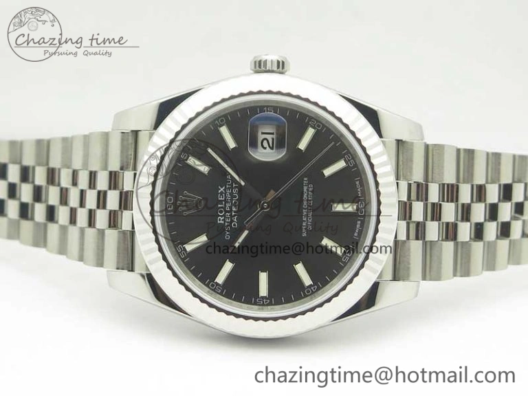 FreshLook DateJust 41 126334 SS REF 1:1 Best Edition Gray Dial Stick Markers on Jubilee Bracelet A3235 Clone V 3382