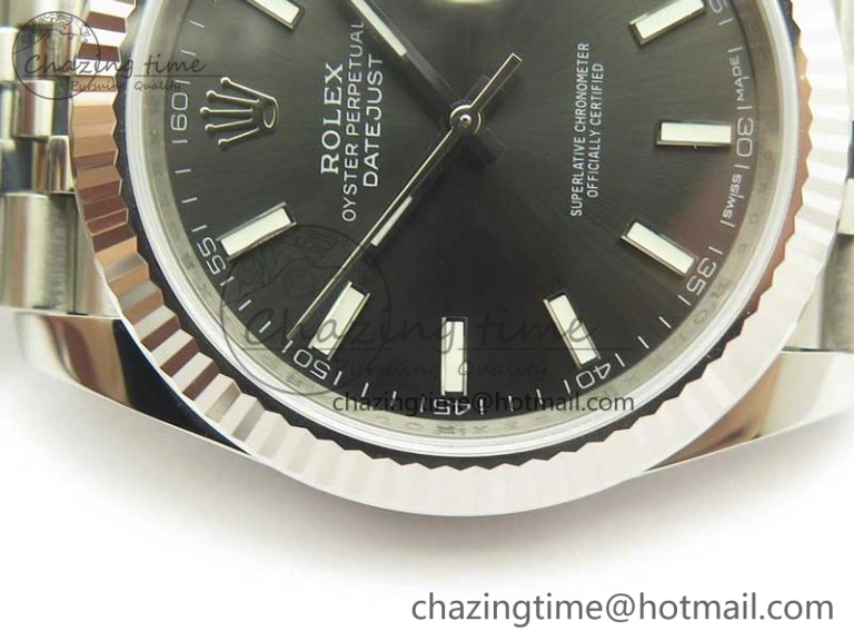 FreshLook DateJust 41 126334 SS REF 1:1 Best Edition Gray Dial Stick Markers on Jubilee Bracelet A3235 Clone V 3382