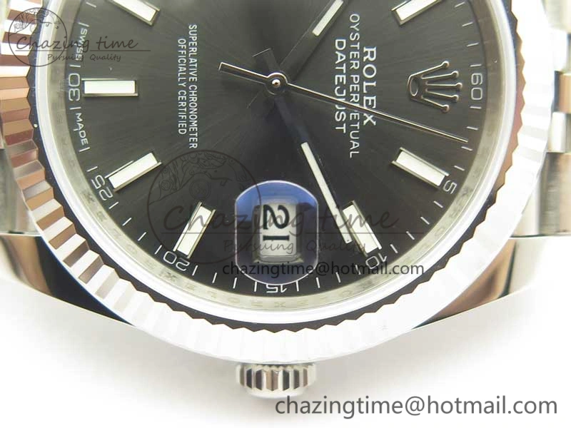 FreshLook DateJust 41 126334 SS REF 1:1 Best Edition Gray Dial Stick Markers on Jubilee Bracelet A3235 Clone V 3382
