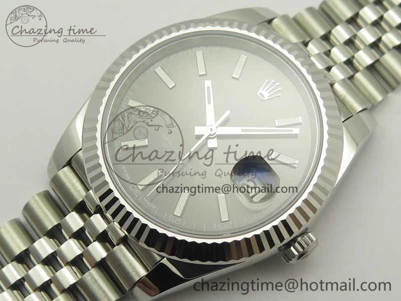 FreshLook DateJust 41 126334 SS REF 1:1 Best Edition Gray Dial Stick Markers on Jubilee Bracelet A3235 Clone V 3382