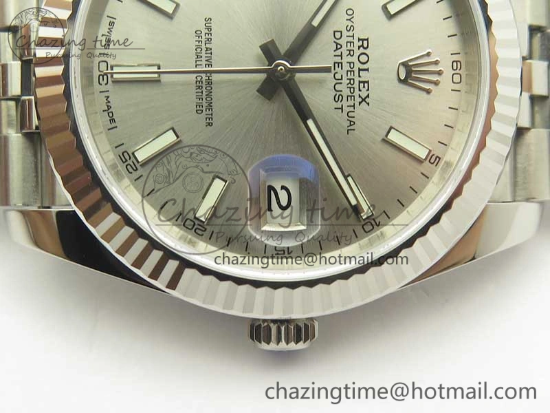 RelaxedFit DateJust 41 126334 SS REF 1:1 Best Edition Silver Dial Stick Markers on Jubilee Bracelet A3235 Clone V 3380