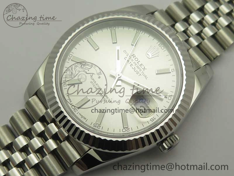 RelaxedFit DateJust 41 126334 SS REF 1:1 Best Edition Silver Dial Stick Markers on Jubilee Bracelet A3235 Clone V 3380