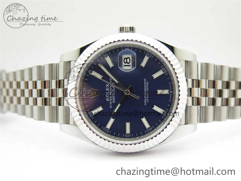 Stretchable DateJust 41 126334 ZF 1:1 Best Edition 904L Steel Blue Dial Stick Marker on Jubilee Bracelet A 2438