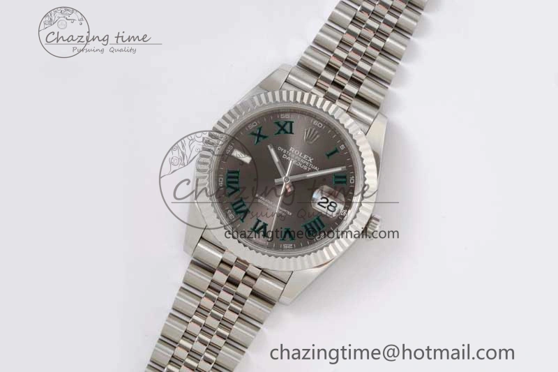 DateJust 41 126334 ZF 1:1 Best Edition 904L Steel Gray Dial Green Roman Marker on Jubilee Bracelet A FlexibleFit 2373