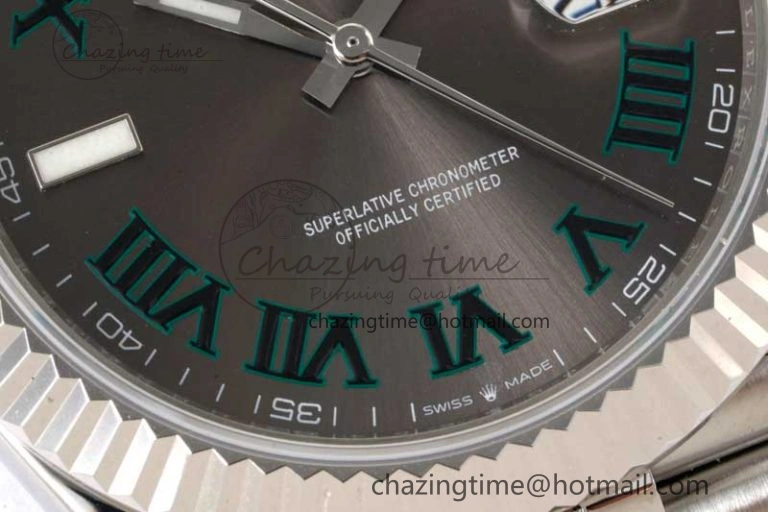 DateJust 41 126334 ZF 1:1 Best Edition 904L Steel Gray Dial Green Roman Marker on Jubilee Bracelet A FlexibleFit 2373