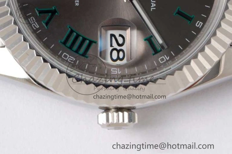 DateJust 41 126334 ZF 1:1 Best Edition 904L Steel Gray Dial Green Roman Marker on Jubilee Bracelet A FlexibleFit 2373