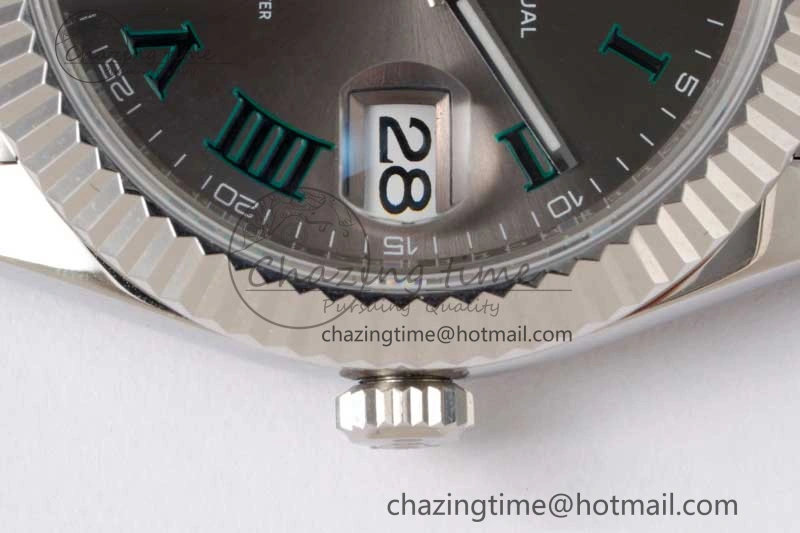 DateJust 41 126334 ZF 1:1 Best Edition 904L Steel Gray Dial Green Roman Marker on Jubilee Bracelet A FlexibleFit 2373