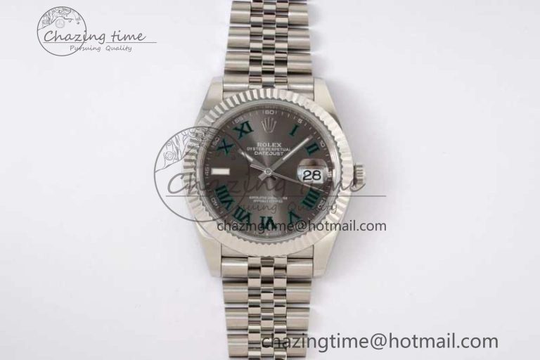 DateJust 41 126334 ZF 1:1 Best Edition 904L Steel Gray Dial Green Roman Marker on Jubilee Bracelet A FlexibleFit 2373