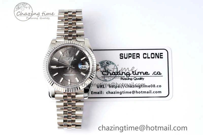 DateJust 41 126334 ZF 1:1 Best Edition 904L Steel Gray Dial Stick Marker on Jubilee Bracelet A UrbanChic 2372