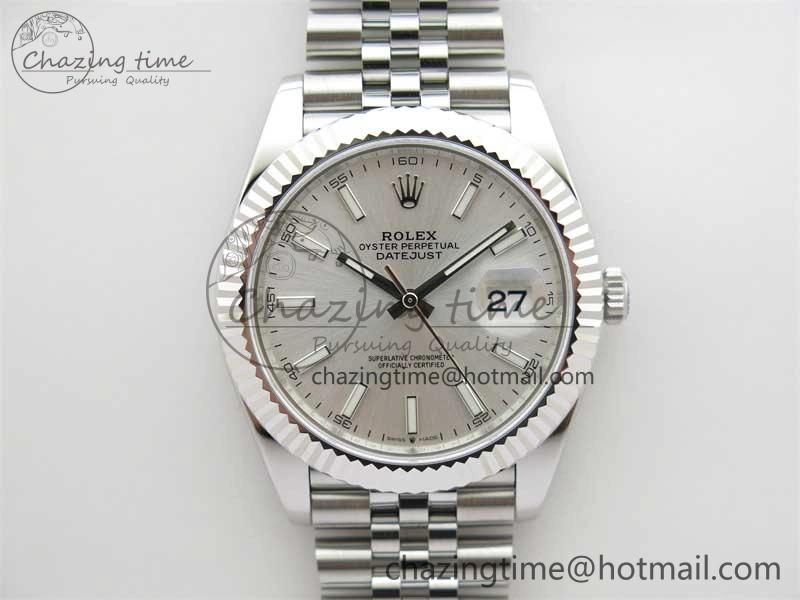 DateJust 41 126334 ZF 1:1 Best Edition 904L Steel Silver Dial Stick Marker on Jubilee Bracelet A Classic 2437