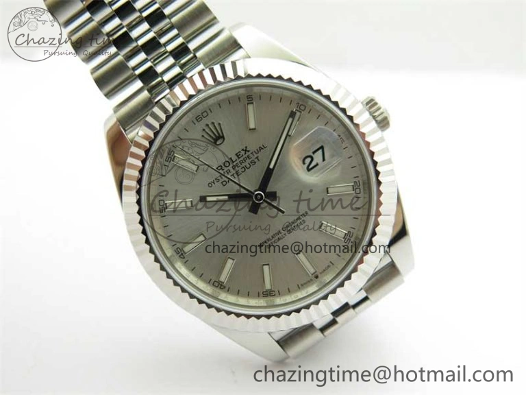 DateJust 41 126334 ZF 1:1 Best Edition 904L Steel Silver Dial Stick Marker on Jubilee Bracelet A Classic 2437