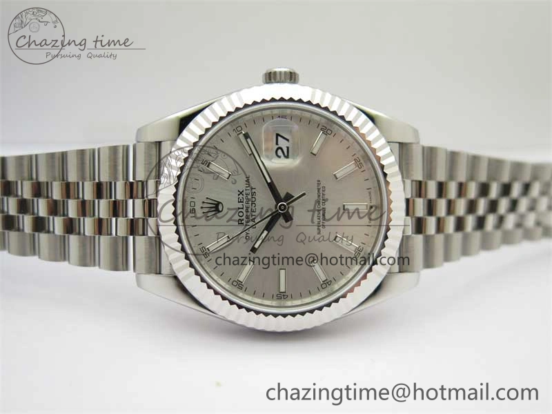 DateJust 41 126334 ZF 1:1 Best Edition 904L Steel Silver Dial Stick Marker on Jubilee Bracelet A Classic 2437