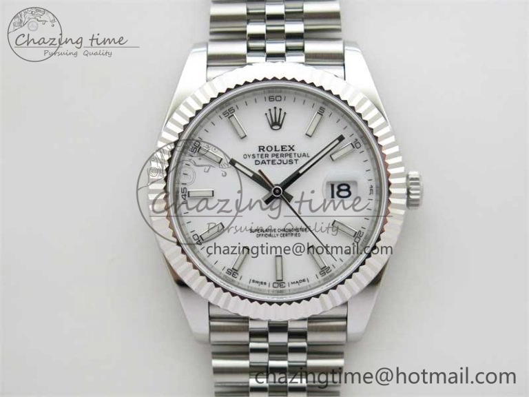 DateJust 41 126334 ZF 1:1 Best Edition 904L Steel White Dial Stick Marker on Jubilee Bracelet A Lightweight 2441