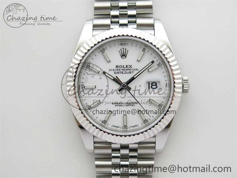 DateJust 41 126334 ZF 1:1 Best Edition 904L Steel White Dial Stick Marker on Jubilee Bracelet A Lightweight 2441