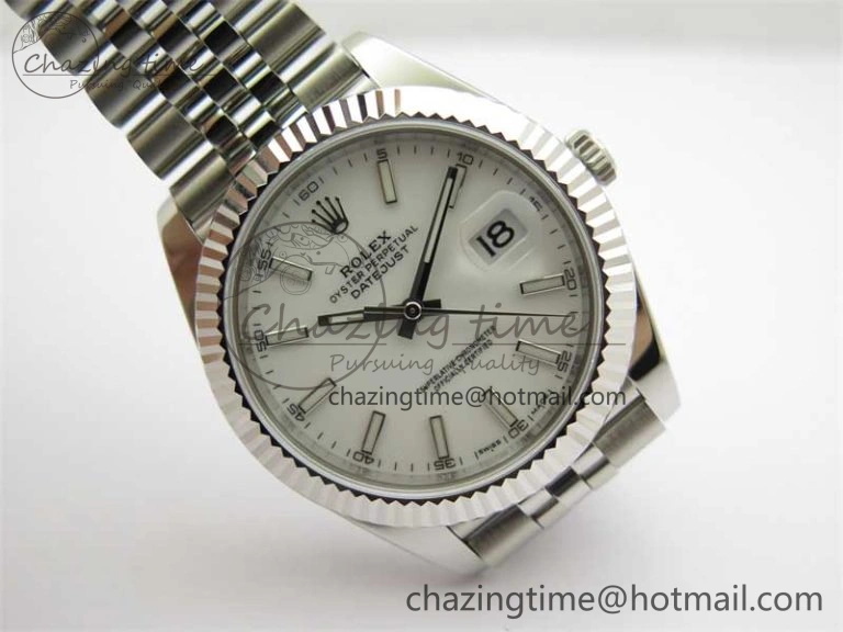 DateJust 41 126334 ZF 1:1 Best Edition 904L Steel White Dial Stick Marker on Jubilee Bracelet A Lightweight 2441