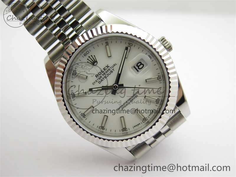 DateJust 41 126334 ZF 1:1 Best Edition 904L Steel White Dial Stick Marker on Jubilee Bracelet A Lightweight 2441