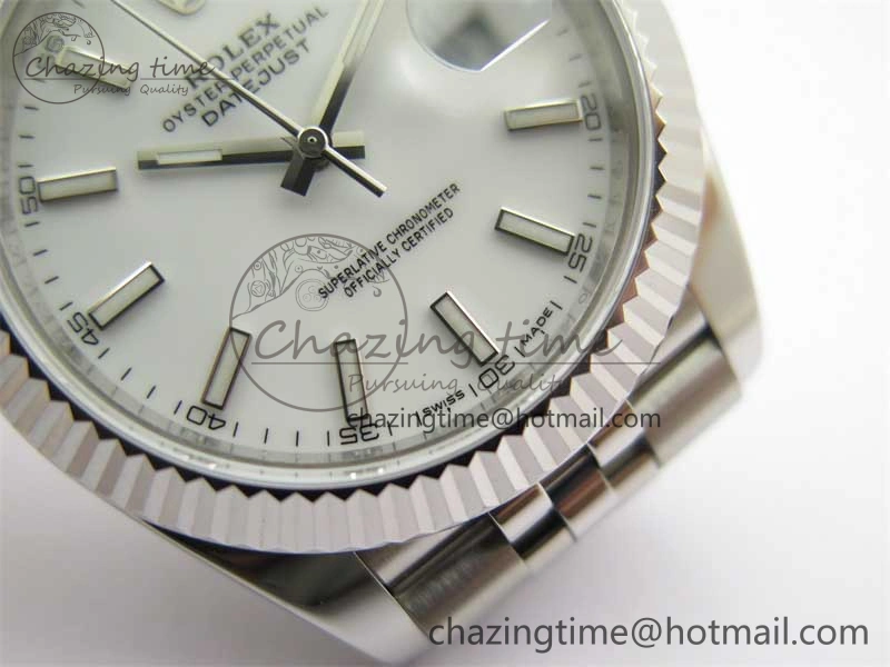 DateJust 41 126334 ZF 1:1 Best Edition 904L Steel White Dial Stick Marker on Jubilee Bracelet A Lightweight 2441