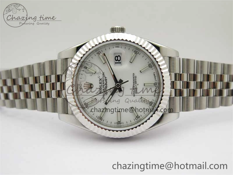 DateJust 41 126334 ZF 1:1 Best Edition 904L Steel White Dial Stick Marker on Jubilee Bracelet A Lightweight 2441