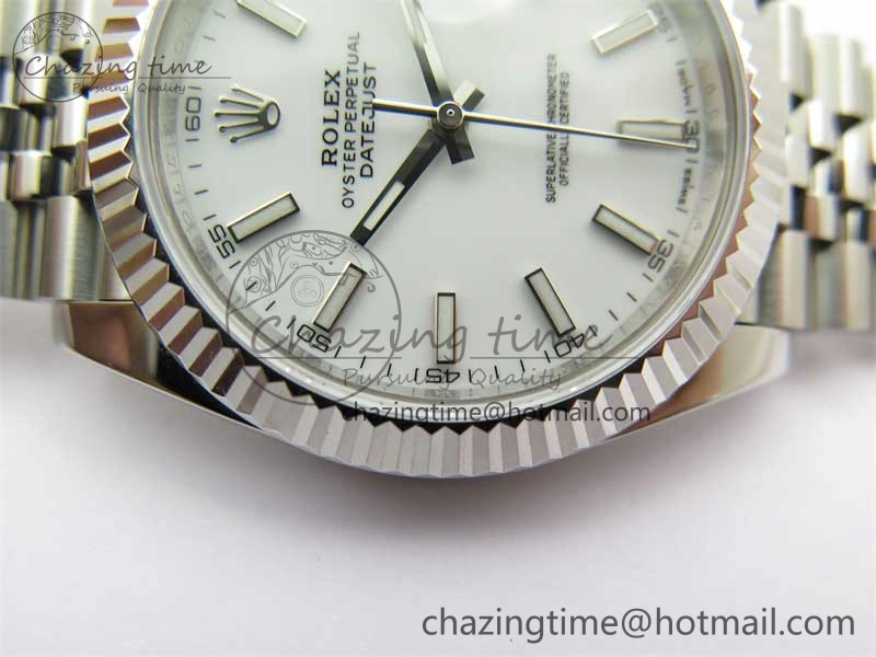 DateJust 41 126334 ZF 1:1 Best Edition 904L Steel White Dial Stick Marker on Jubilee Bracelet A Lightweight 2441