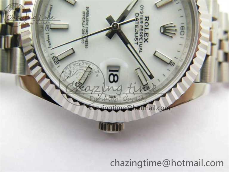 DateJust 41 126334 ZF 1:1 Best Edition 904L Steel White Dial Stick Marker on Jubilee Bracelet A Lightweight 2441