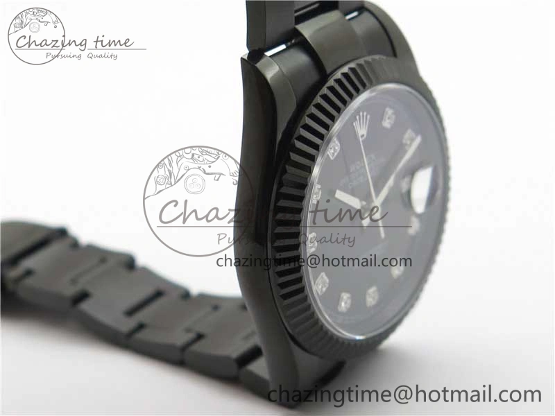 Supportive DateJust 41 All Black PVD VRF Best Edition Black Dial Diamonds Markers on PVD Oyster Bracelet A 2791
