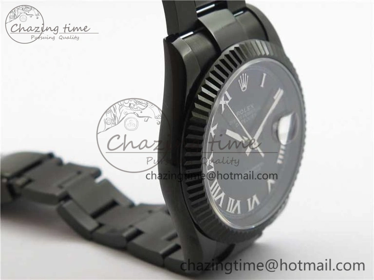 DateJust 41 All Black PVD VRF Best Edition Black Dial Roman Markers on PVD Oyster Bracelet A ModernLook 2793