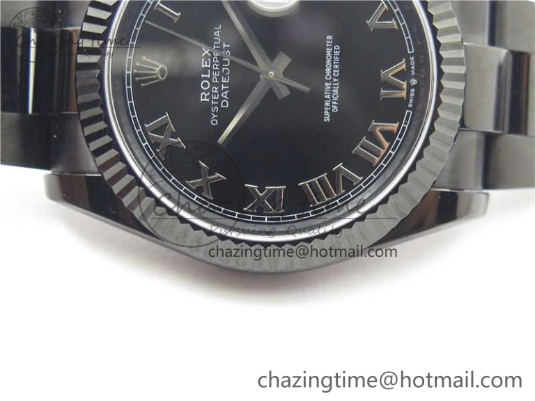 DateJust 41 All Black PVD VRF Best Edition Black Dial Roman Markers on PVD Oyster Bracelet A ModernLook 2793