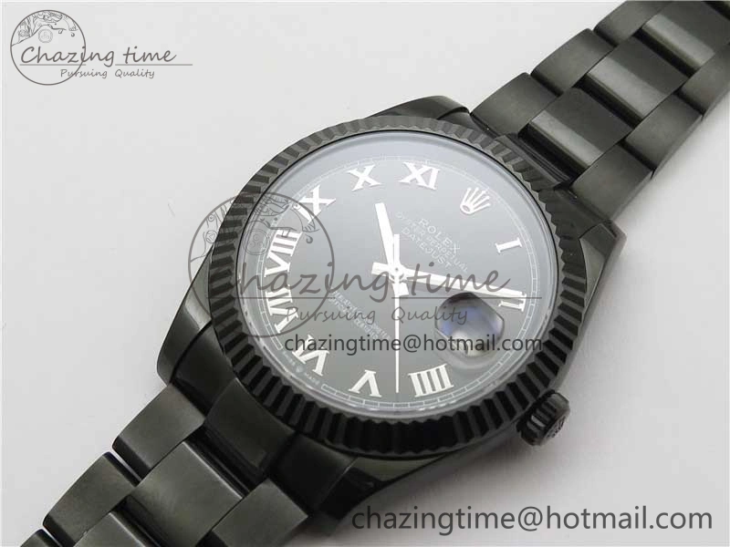DateJust 41 All Black PVD VRF Best Edition Black Dial Roman Markers on PVD Oyster Bracelet A ModernLook 2793