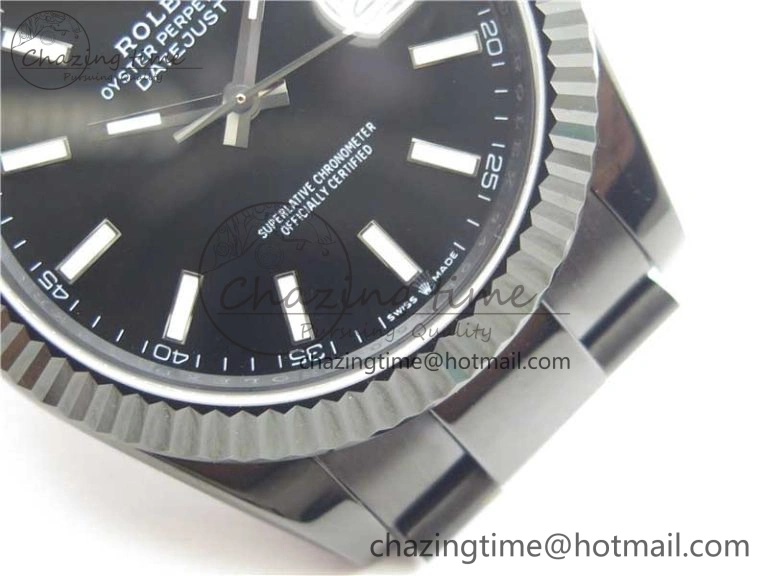 DateJust 41 All Black PVD VRF Best Edition Black Dial Stick Markers on PVD Oyster Bracelet A FreshLook 2792