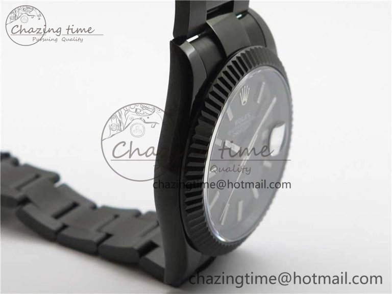DateJust 41 All Black PVD VRF Best Edition Black Dial Stick Markers on PVD Oyster Bracelet A FreshLook 2792