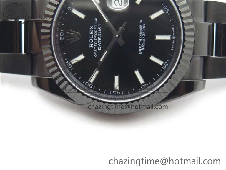 DateJust 41 All Black PVD VRF Best Edition Black Dial Stick Markers on PVD Oyster Bracelet A FreshLook 2792