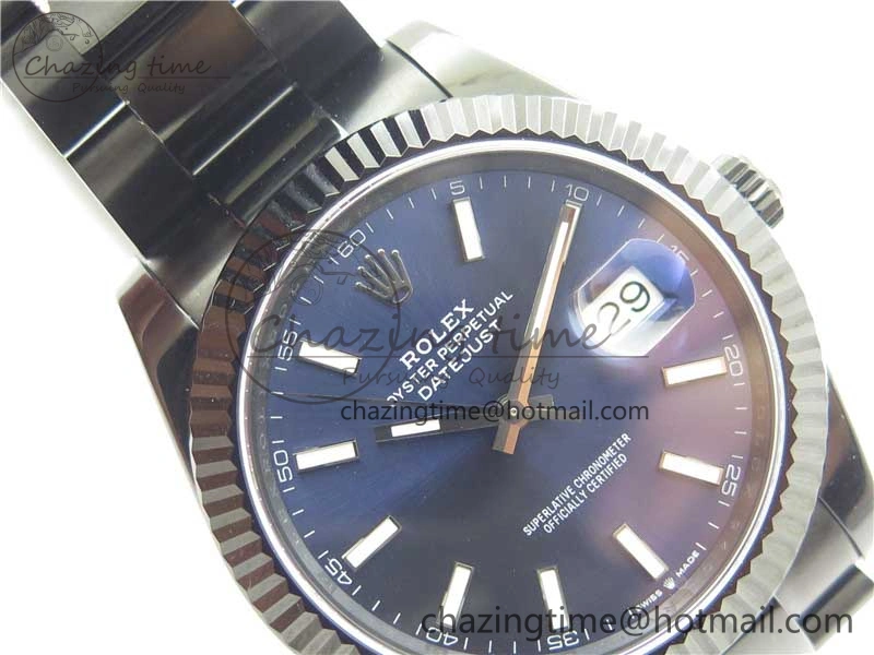 Original DateJust 41 All Black PVD VRF Best Edition Blue Dial Stick Markers on PVD Oyster Bracelet A 2794