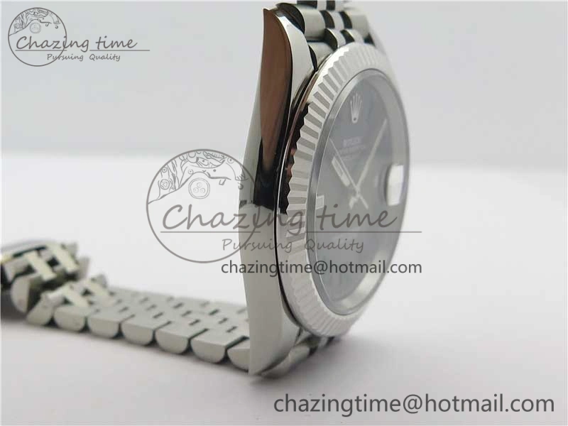 MultiPurpose DateJust 41 SS 126333 Fluted Bezel DJF Best Edition 904L Steel Gray Dial Green Roman Markers on Jubilee Bracelet A 10559