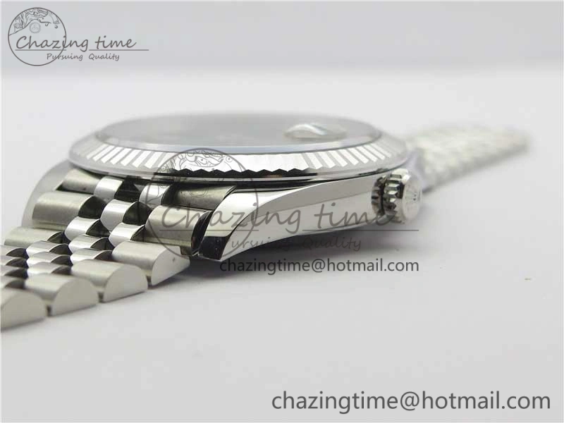 MultiPurpose DateJust 41 SS 126333 Fluted Bezel DJF Best Edition 904L Steel Gray Dial Green Roman Markers on Jubilee Bracelet A 10559