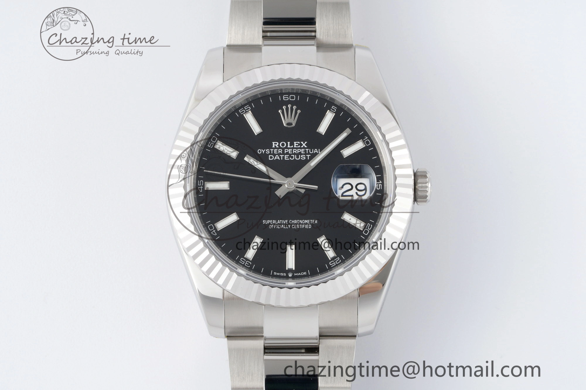 DateJust 41 SS Fluted Bezel KING 1:1 Best Edition 904L Steel Black Dial on Oyster Bracelet VR OnTrend 2215