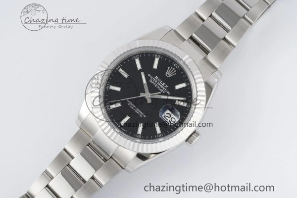 DateJust 41 SS Fluted Bezel KING 1:1 Best Edition 904L Steel Black Dial on Oyster Bracelet VR OnTrend 2215
