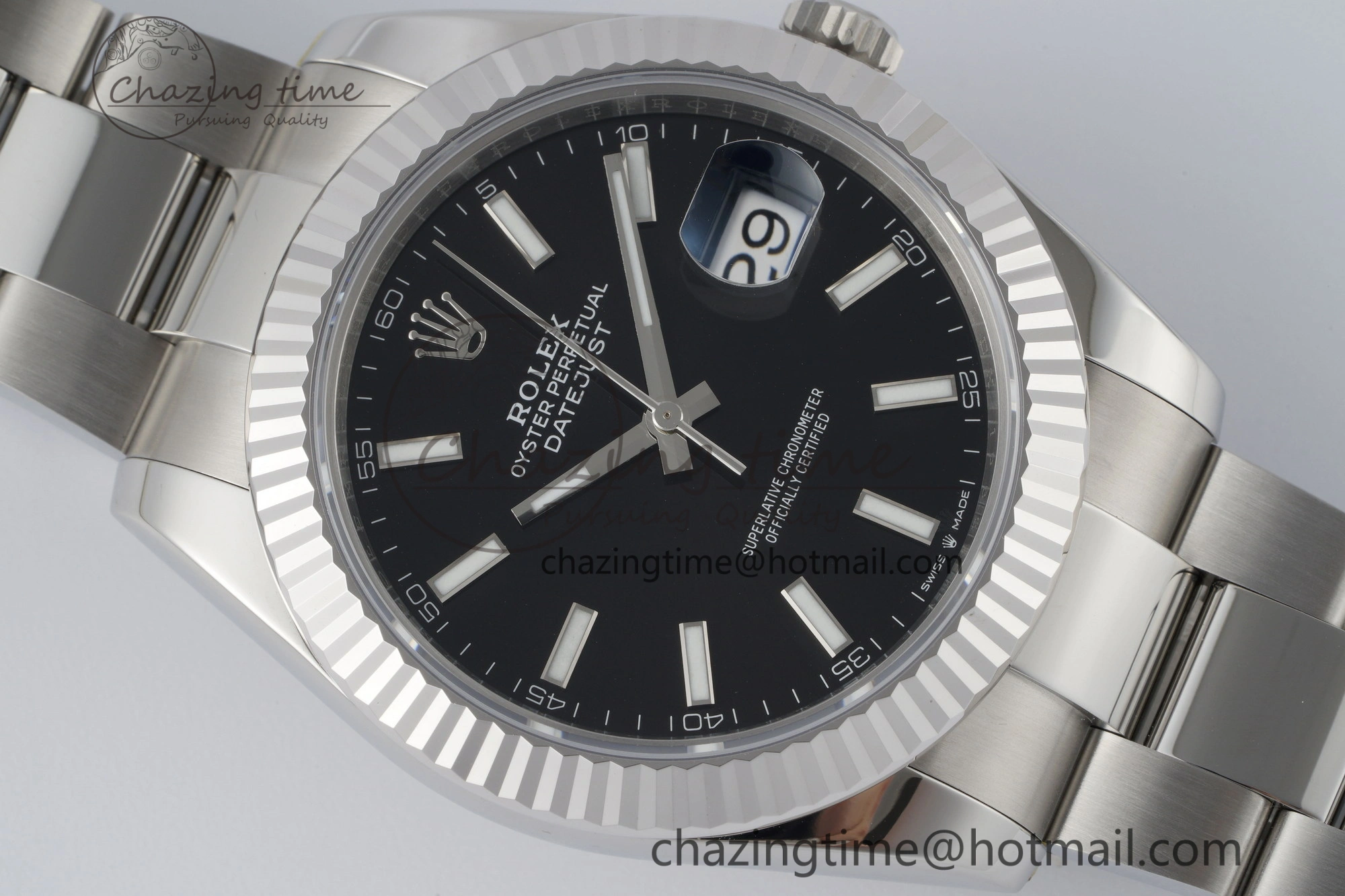 DateJust 41 SS Fluted Bezel KING 1:1 Best Edition 904L Steel Black Dial on Oyster Bracelet VR OnTrend 2215